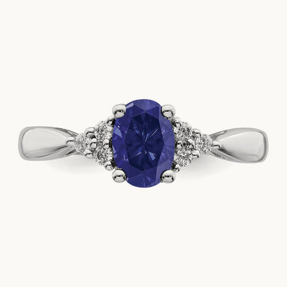 Created Sapphire and Diamond Ring, 14K White Gold