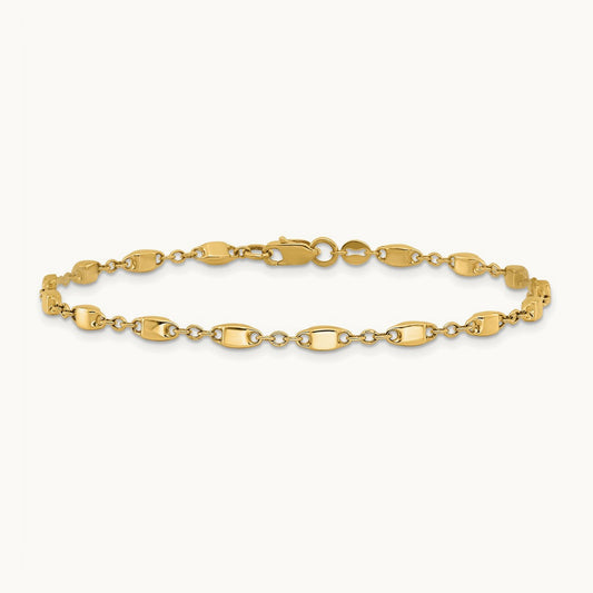 Polished Fancy Link Bracelet, 14K