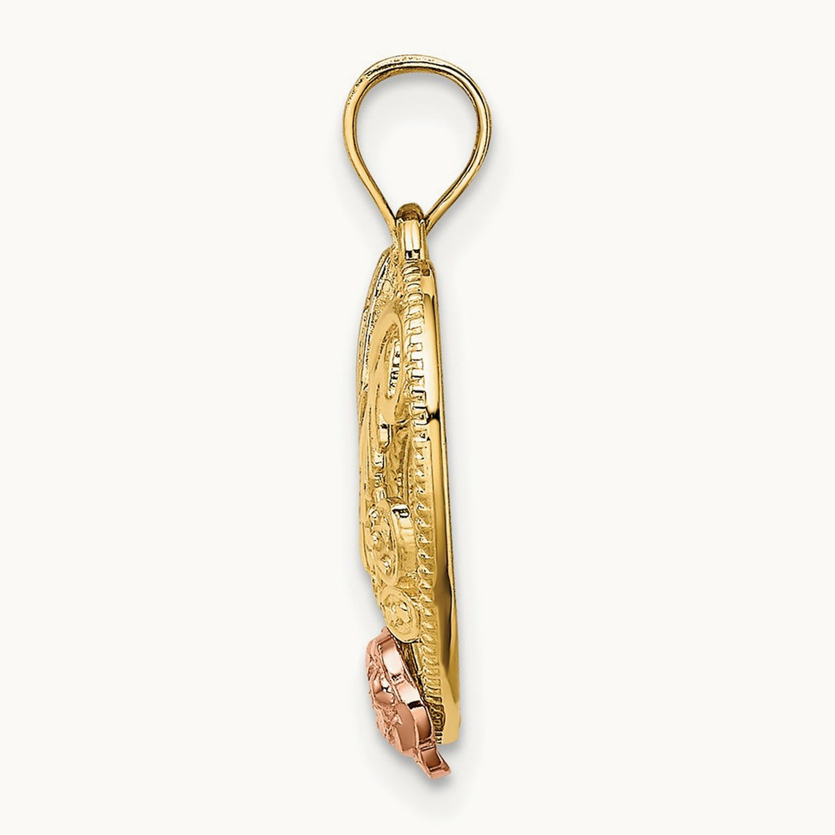 w/White Rhodium #1 MOM Heart Charm, 14K Yellow with Rose Gold