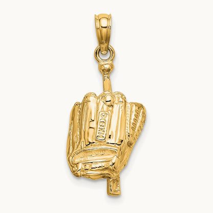 Polished 3-D Glove/Bat/Baseball Pendant