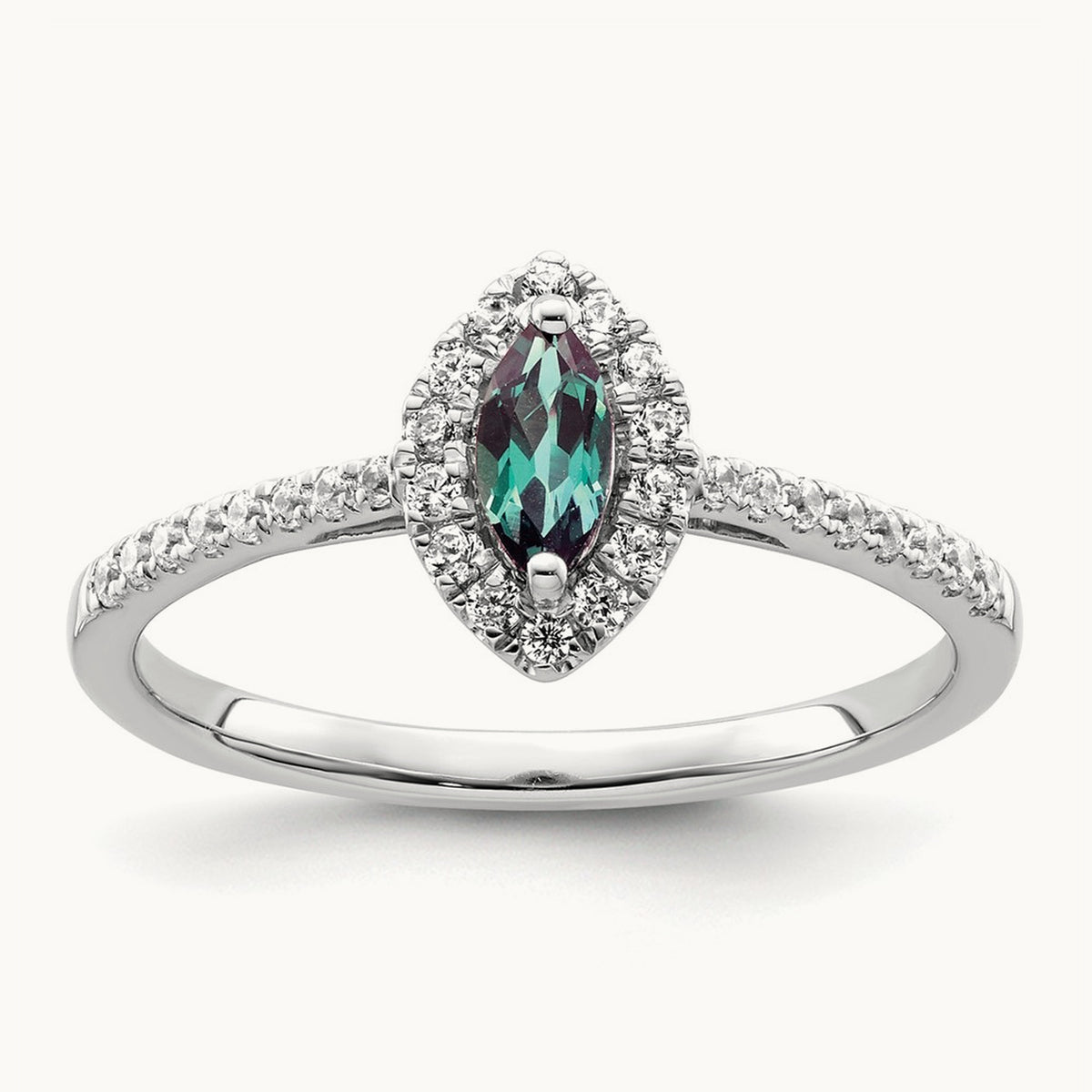 Created Alexandrite June Ring, 0.20 ct tw Lab-Grown Diamond