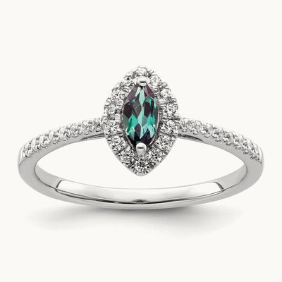 Created Alexandrite June Ring, 0.20 ct tw Lab-Grown Diamond