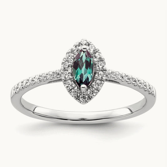 Created Alexandrite June Ring, 0.20 ct tw Lab-Grown Diamond
