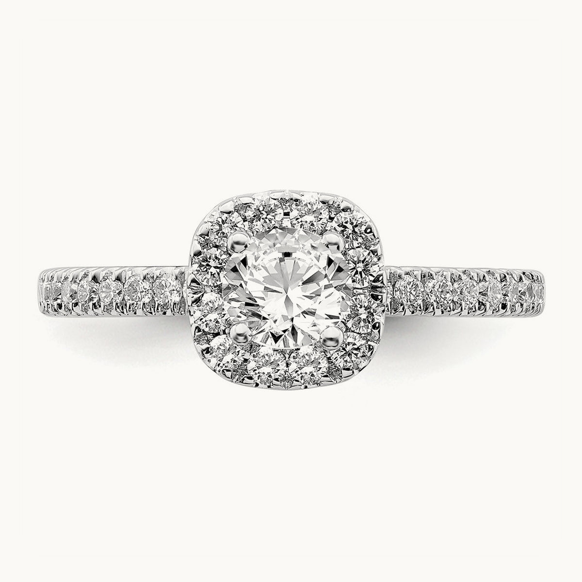 Round Halo Engagement Ring, 0.75-1.00 ct tw Lab-Grown Diamond — 3/4 ct, 14K White Gold