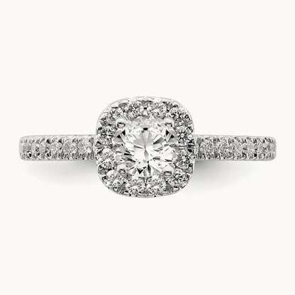 Round Halo Engagement Ring, 0.75-1.00 ct tw Lab-Grown Diamond — 3/4 ct, 14K White Gold