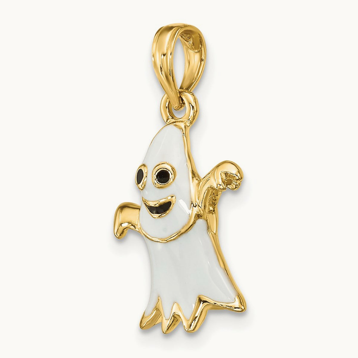 3-D Enameled Ghost Charm, 14K