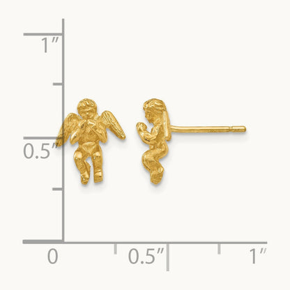 Polished & Diamond-Cut Angel Earrings, 14K