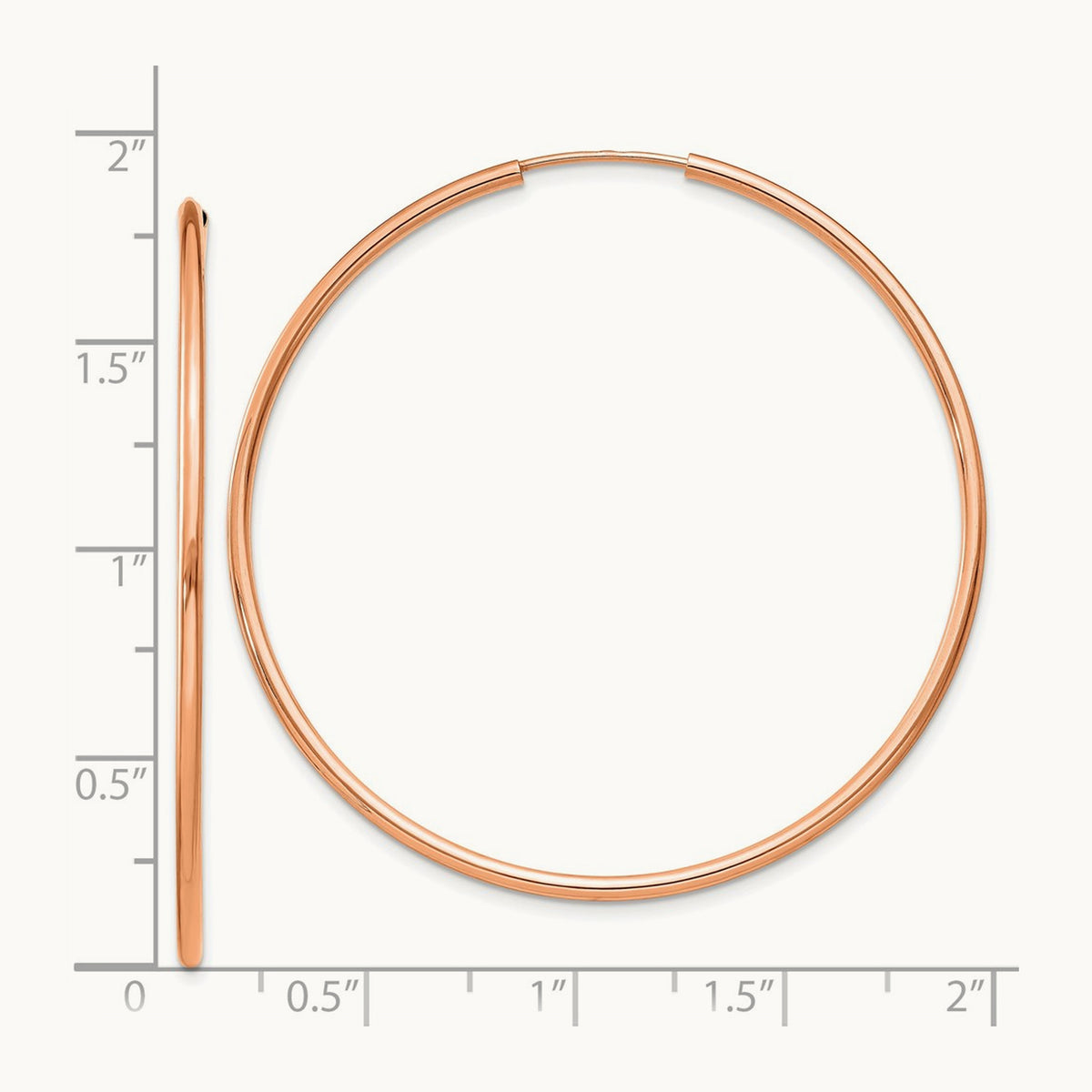 Polished Endless Tube Hoop Earrings, 1.50mm, 14K Rose Gold