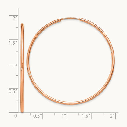 Polished Endless Tube Hoop Earrings, 1.50mm, 14K Rose Gold