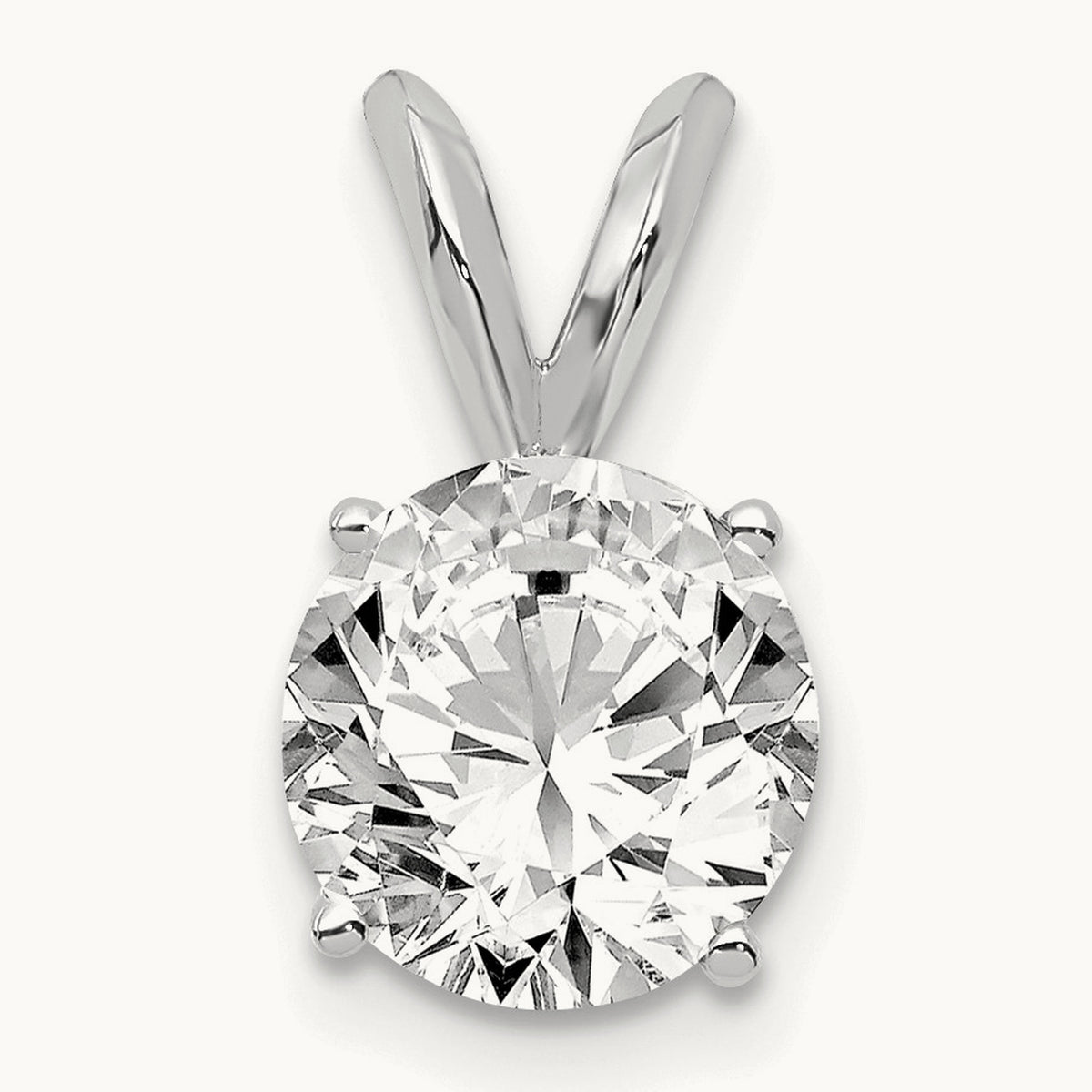 Four-Prong Solitaire Pendant, 0.25-1.00 ct Lab-Grown Diamond — 14K White Gold