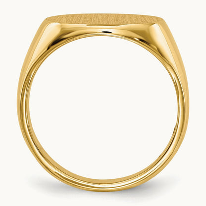 16.0x12. Closed Back Mens Signet Ring, 0mm, 14K