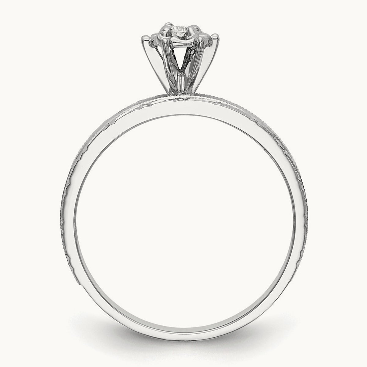 AA Quality Trio Complete Engagement Ring, 14K White Gold