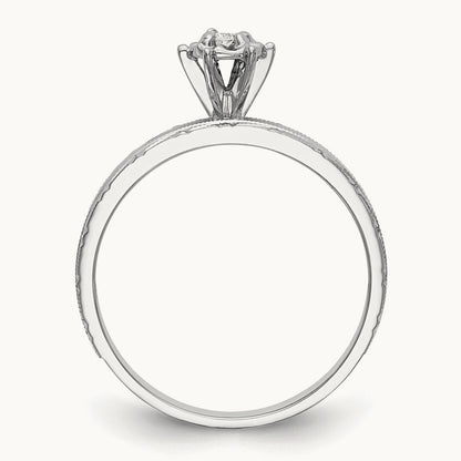 AA Quality Trio Complete Engagement Ring, 14K White Gold