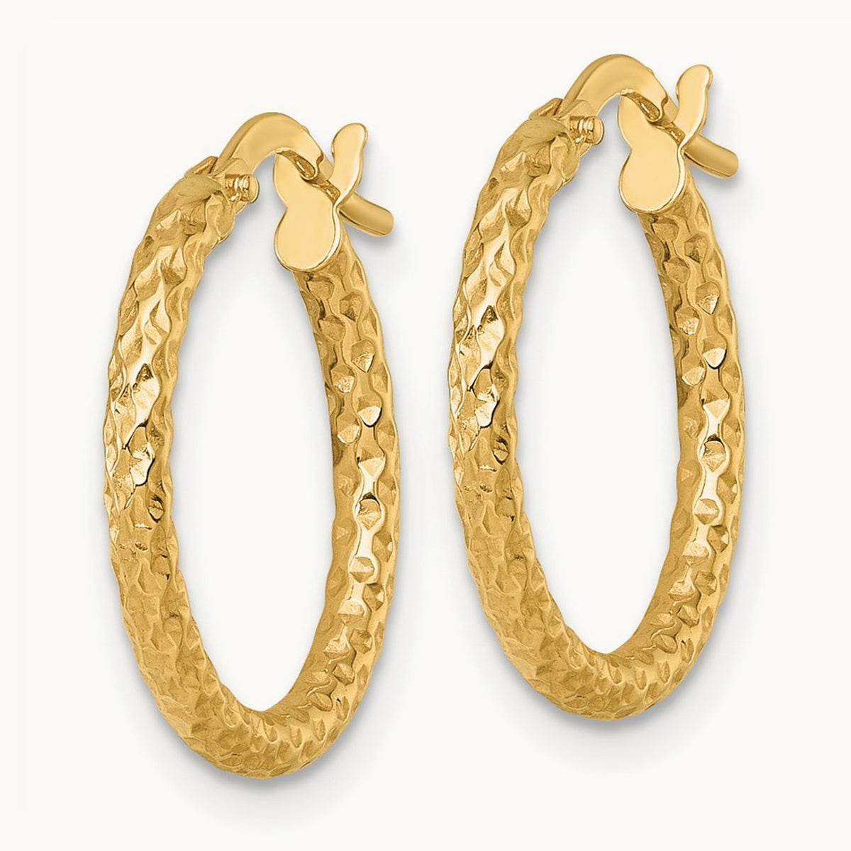 Polished Diamond-cut Hoop Earrings — 14K Yellow Gold, 18mm