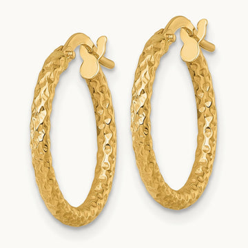 Polished Diamond-cut Hoop Earrings — 14K Yellow Gold, 18mm