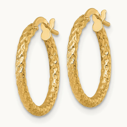 Polished Diamond-cut Hoop Earrings — 14K Yellow Gold, 18mm