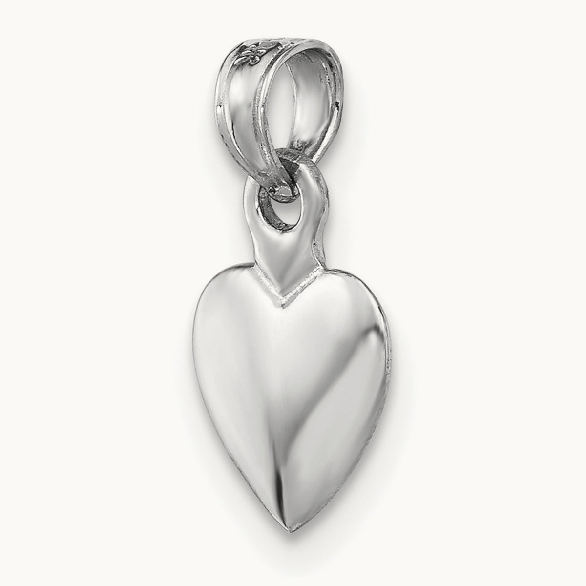 Polished 3D Heart Pendant — 14K White Gold
