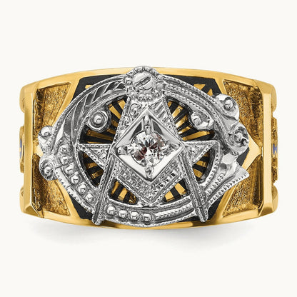 14ktt IBGoodman Men's Enameled & Diamond Blue Lodge Masonic Ring