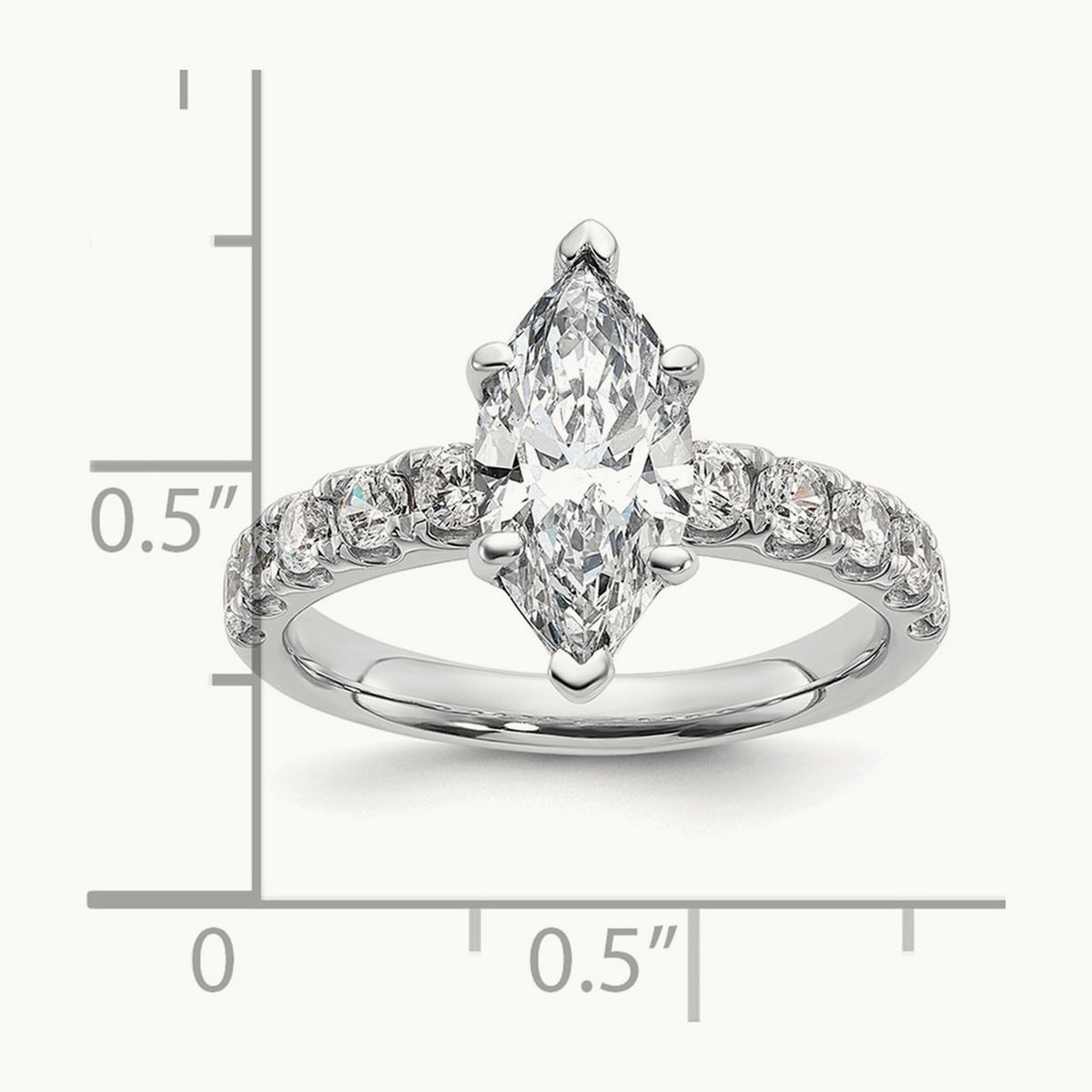Marquise Engagement Ring — 14K White Gold, 2 3/4 ct, 7
