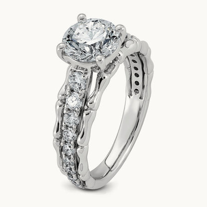 Round Center Ring, 2-4 ct Lab-Grown Diamond