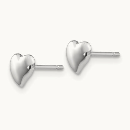 Polished Heart Post Earrings, 14K White