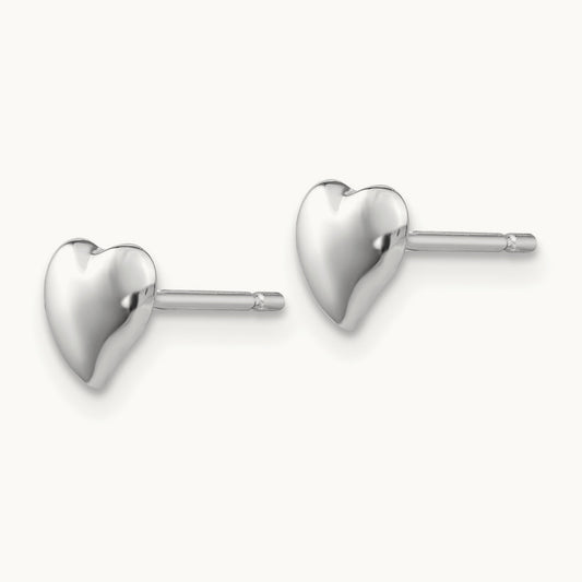 Polished Heart Post Earrings, 14K White