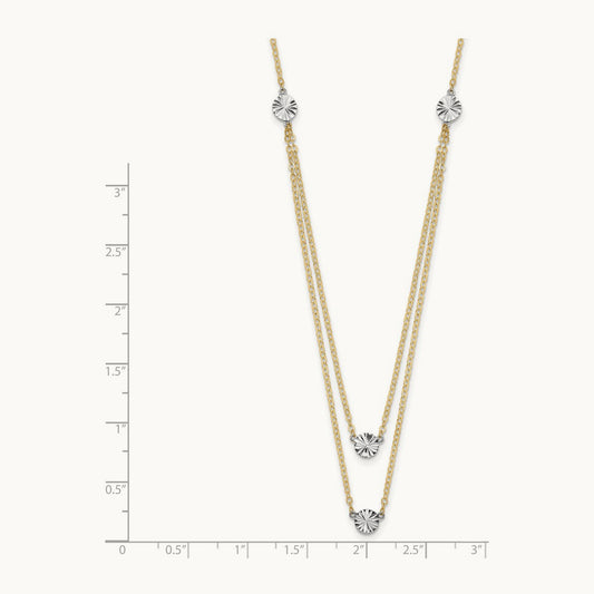 Polished & D/C Discs Double Necklace, 14K Two-tone
