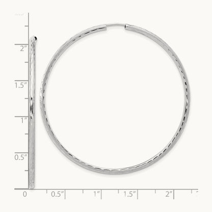 Polished and Satin Diamond-cut Endless Hoop Earrings — 14K White Gold