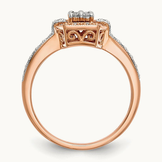 Complete Diamond Cluster Engagement Ring — 14K Rose Gold, 7