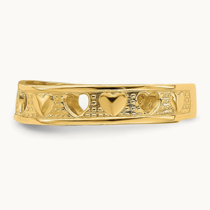 Heart Design Toe Ring, 14K