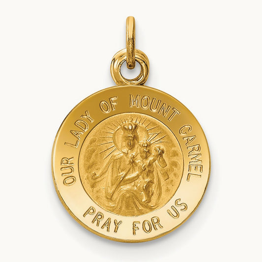 Our Lady of Mt. Carmel Medal Charm, 14K