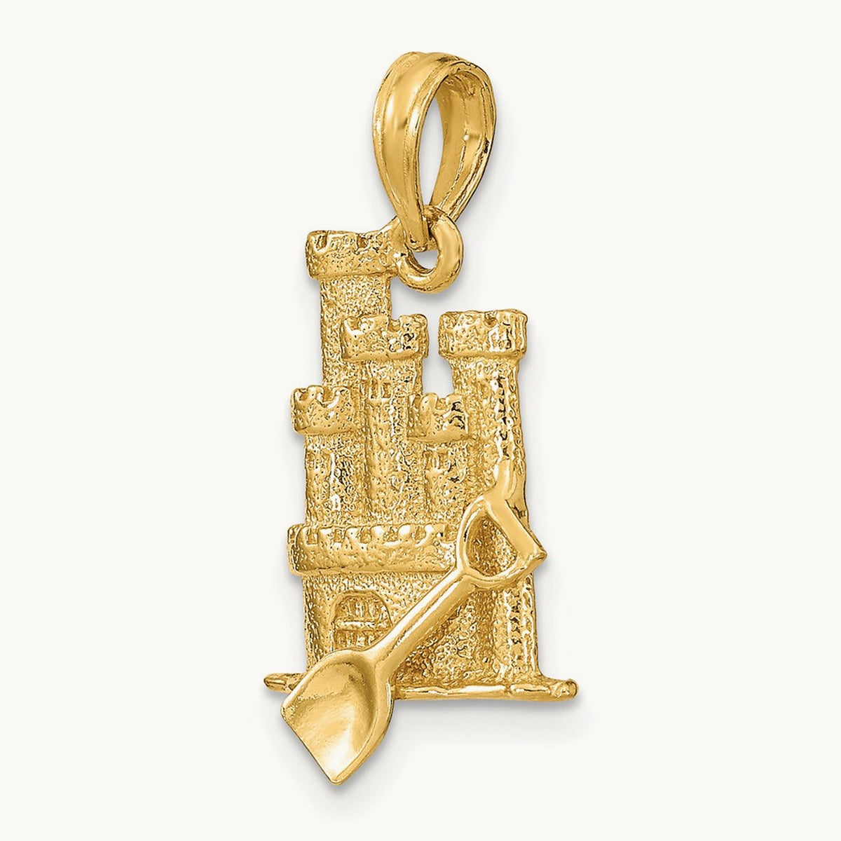 3-D Sand Castle w/ Shovel Charm, 14K