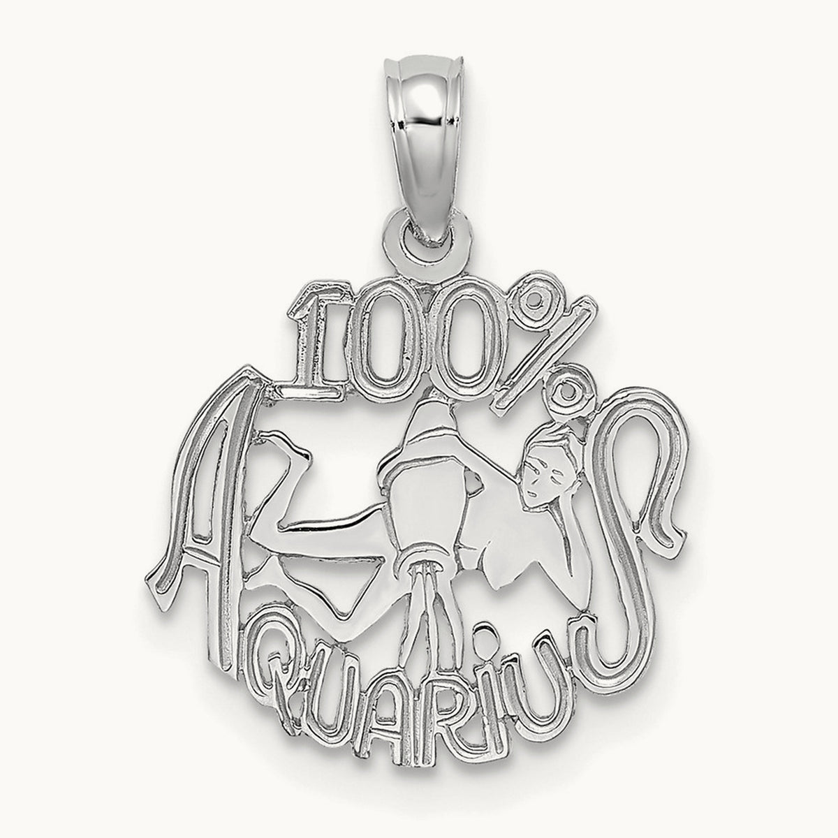 100% AQUARIUS Zodiac Charm — 14K White Gold