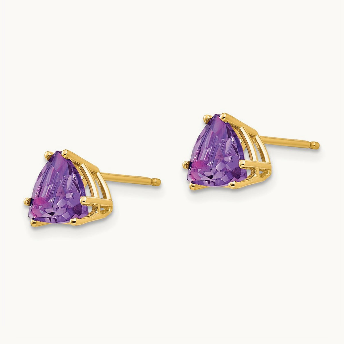 Trillion Amethyst Earrings, 7mm, 14K