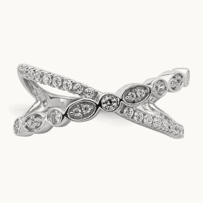 Polished Criss Cross Diamond Ring, 14K White Gold