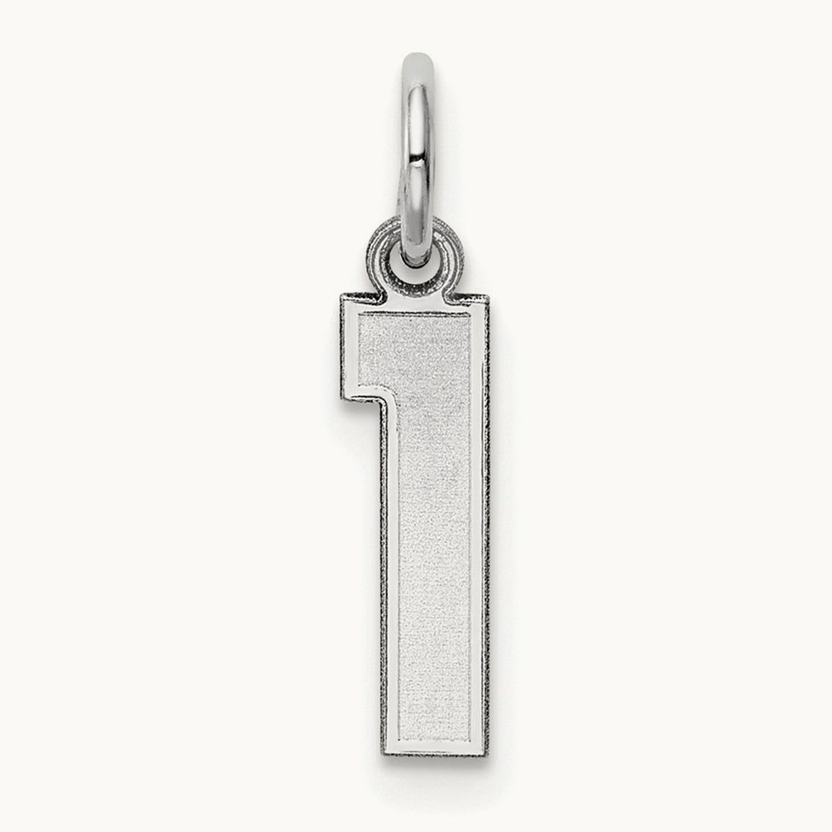 Small Satin Number 1 Charm — 14K White Gold