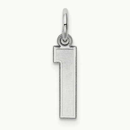 Small Satin Number 1 Charm — 14K White Gold