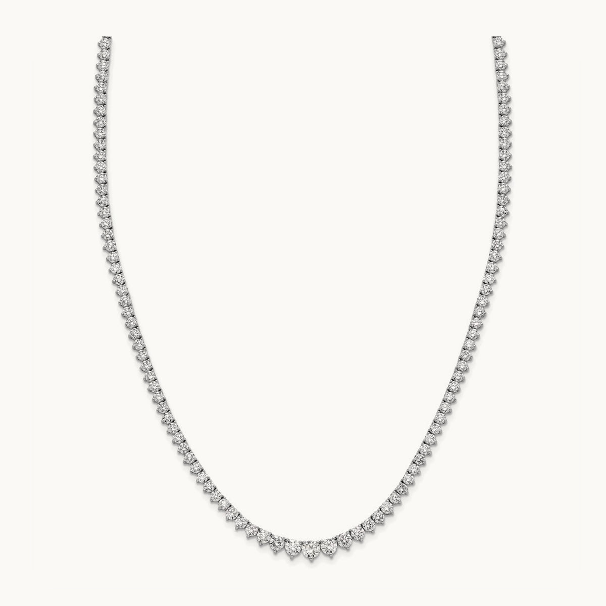 Graduated Tennis Necklace, 6.50 ct tw Lab-Grown Diamond — 14K White Gold