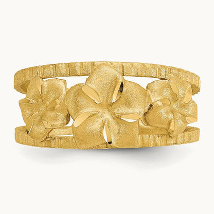 D/C Plumeria Toe Ring, 14K