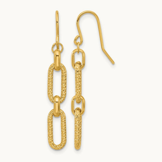 Polished and D/C Link Dangle Earrings, 14K — Leslie's