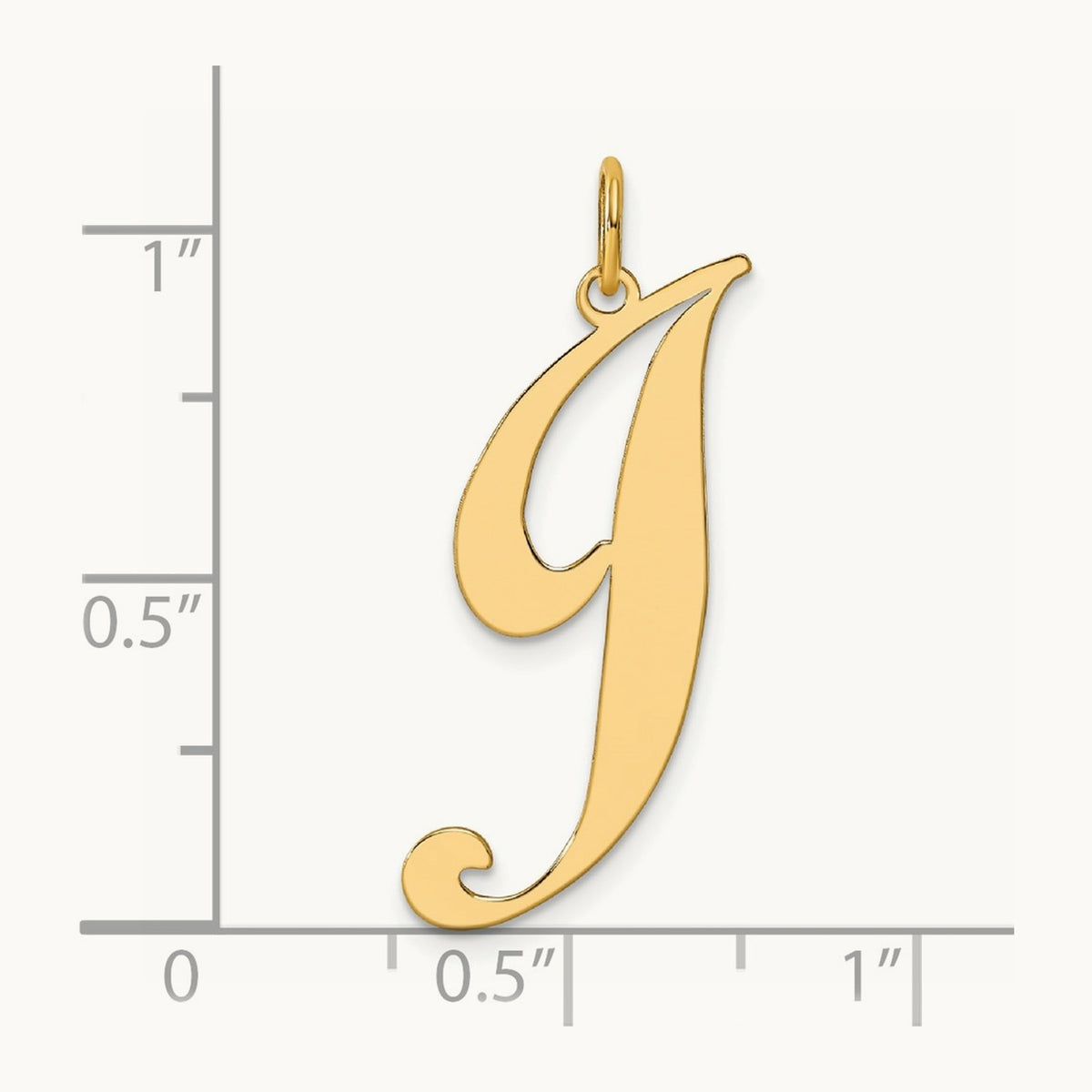 Large Fancy Script Initial Charm — 14K Yellow Gold, J