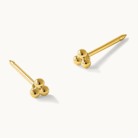 Inverness 14k Polished Triple Ball Post Earrings, 3mm