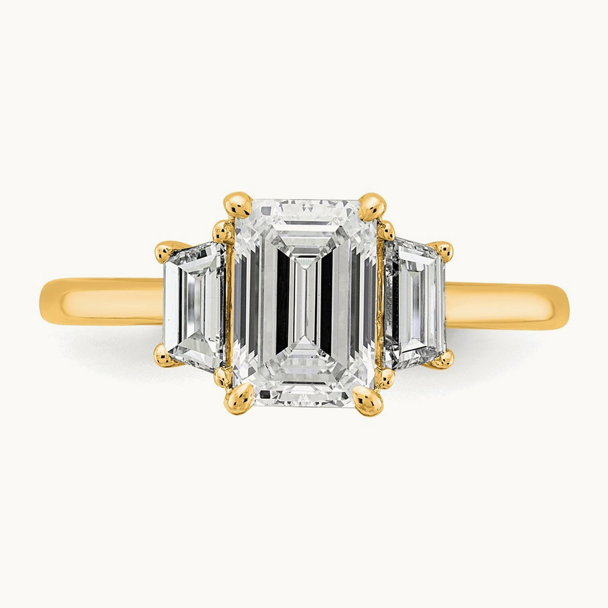 Emerald & Trapezoid Engagement Ring, 1.25-4.00 ct tw Lab-Grown Diamond — 2 ct, 14K Yellow Gold