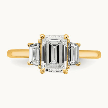 Emerald & Trapezoid Engagement Ring, 1.25-4.00 ct tw Lab-Grown Diamond — 2 ct, 14K Yellow Gold
