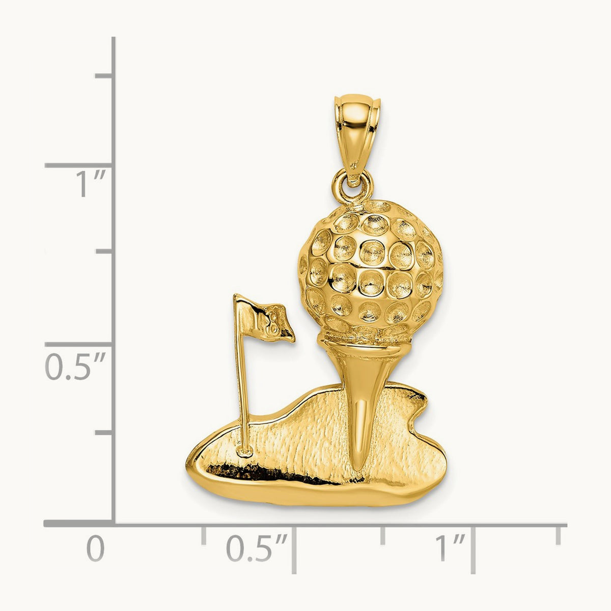 Solid Polished Open-Backed Golf Charm, 14K