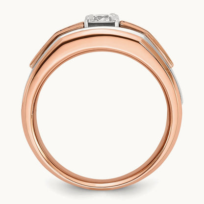 White/Rose IBGoodman Men's Black/White Diamond Complete Ring, 14K Two-tone