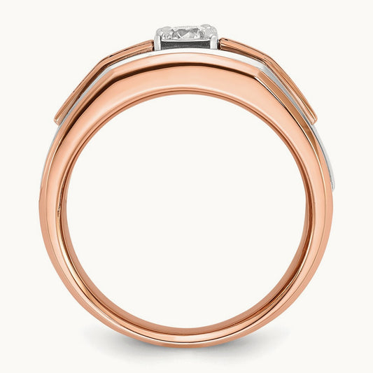 White/Rose IBGoodman Men's Black/White Diamond Complete Ring, 14K Two-tone