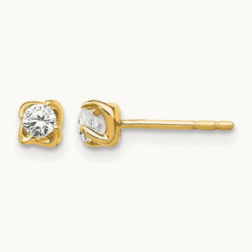 Diamond Post Earrings — 14K Yellow Gold