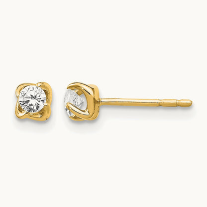Diamond Post Earrings — 14K Yellow Gold