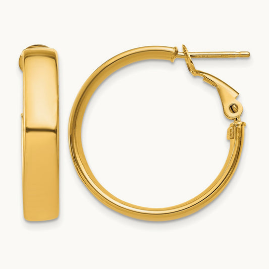 Omega Back Hoop Earrings — 14K Yellow Gold, 5mm